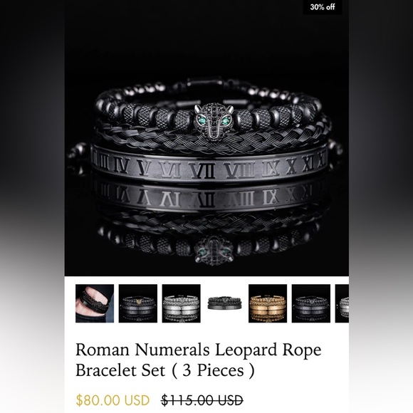 New 3PCS Mens Premium Black Agate Beaded Bracelet Set - Picture 12 of 12